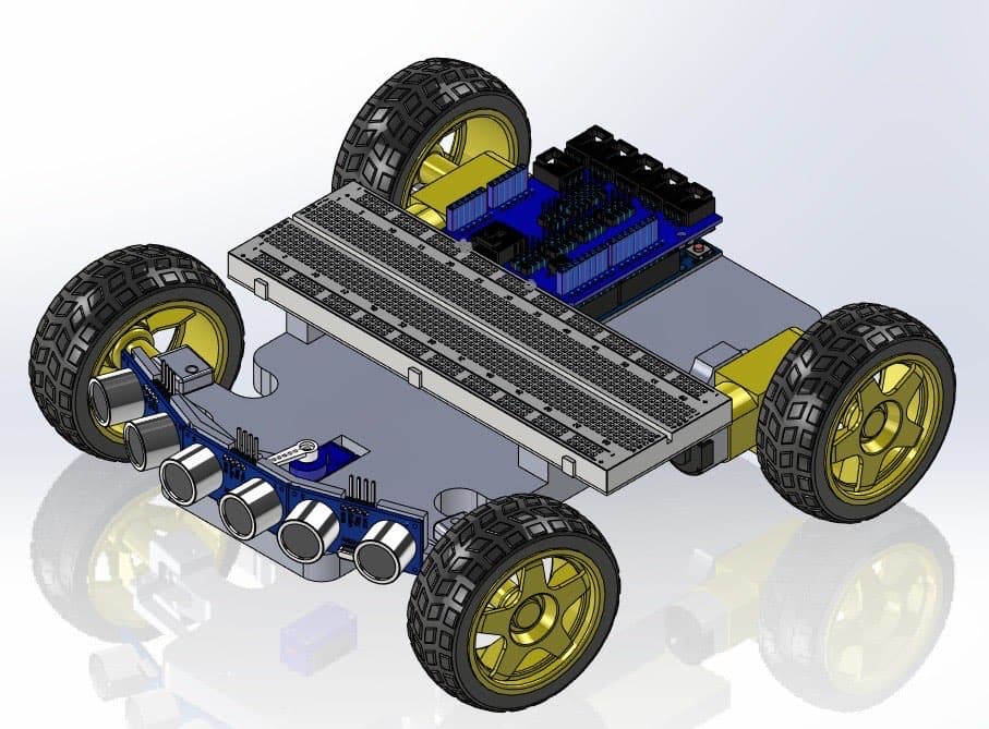 Ultrasonic sensor assembly used on the Arduino race car