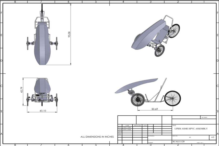 Guacamaya human-powered vehicle CAD assembly