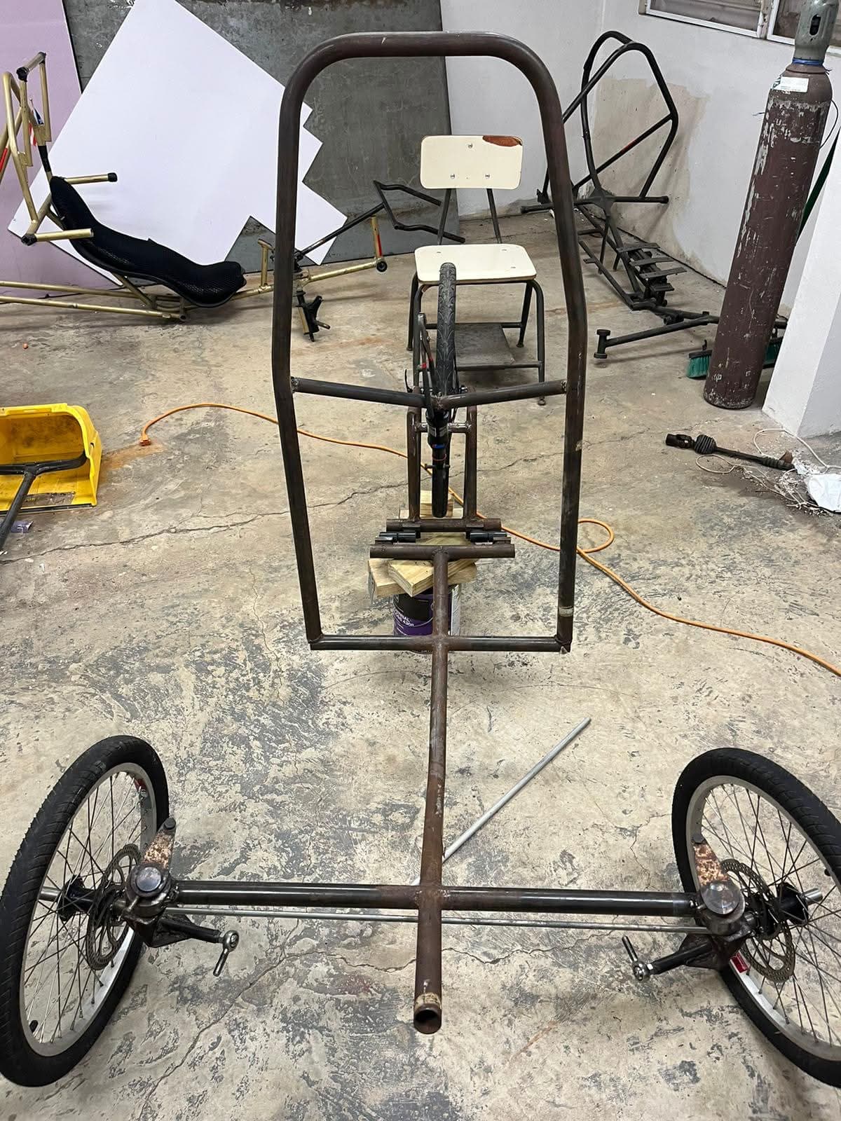 Initial steel frame before restoration and manufacturing work