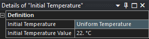 Initial temperature conditions used for the EARS thermal analysis